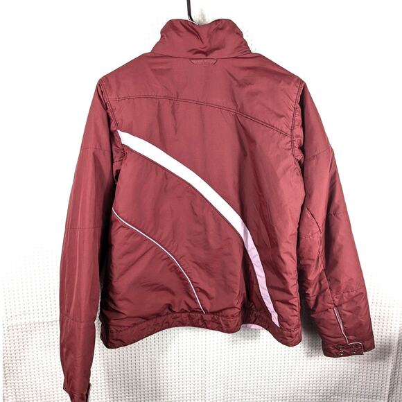 Columbia Women’s M Maroon Quilted Jacket Pink Lining Lightweight Insulated Coat - Picture 2 of 7